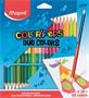 ”Színes ceruza készlet, háromszögletű, kétvégű, MAPED ””Color`Peps Duo””, 48 különböző szín”